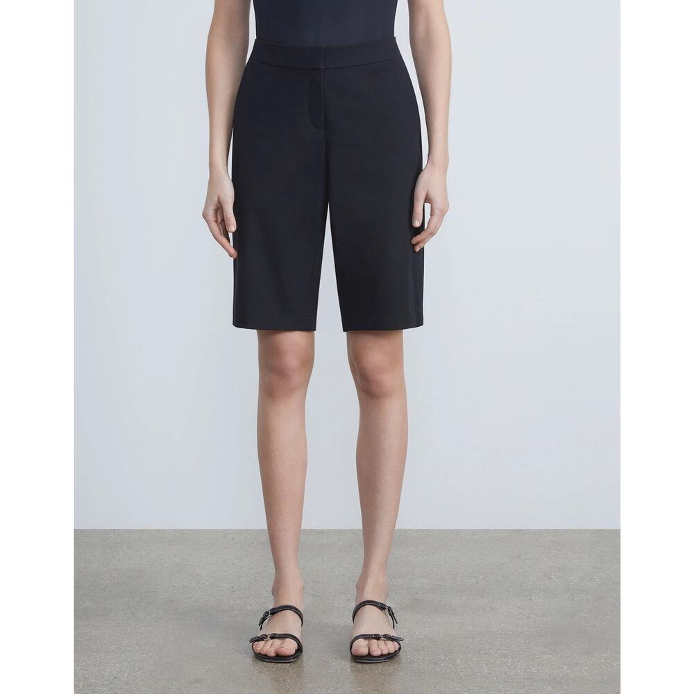 Lafayette 148 NWT Technical Stretch Cotton Twill Manhattan Black Bermuda Shorts